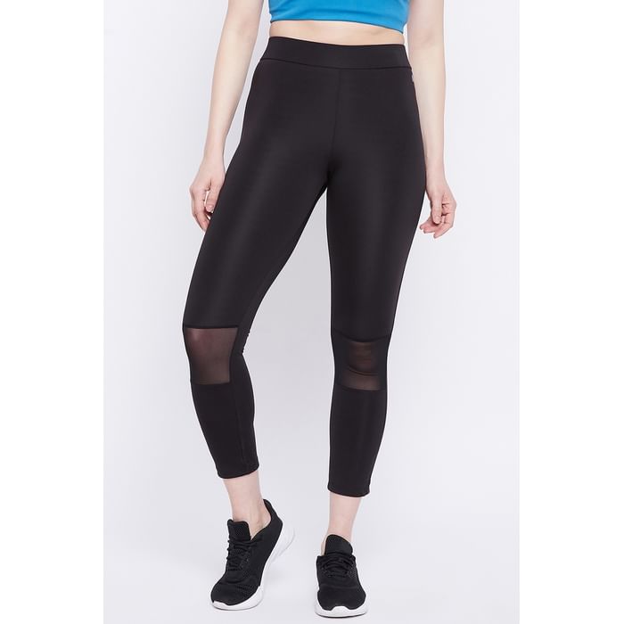 

Clovia Snug Fit Active Tights in Black with Reflective Logo - AB0067A13
