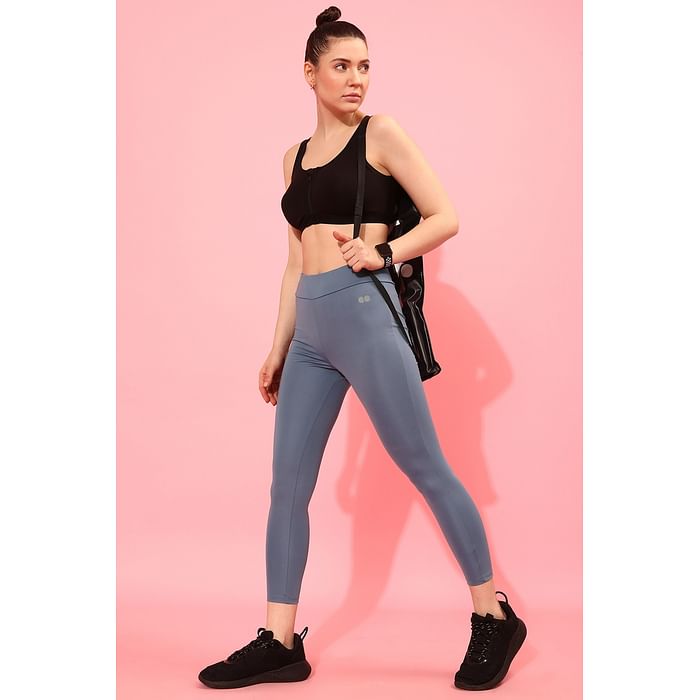 

Clovia Snug-Fit High Rise Active Tights in Powder Blue - AB0042B12, Lavender