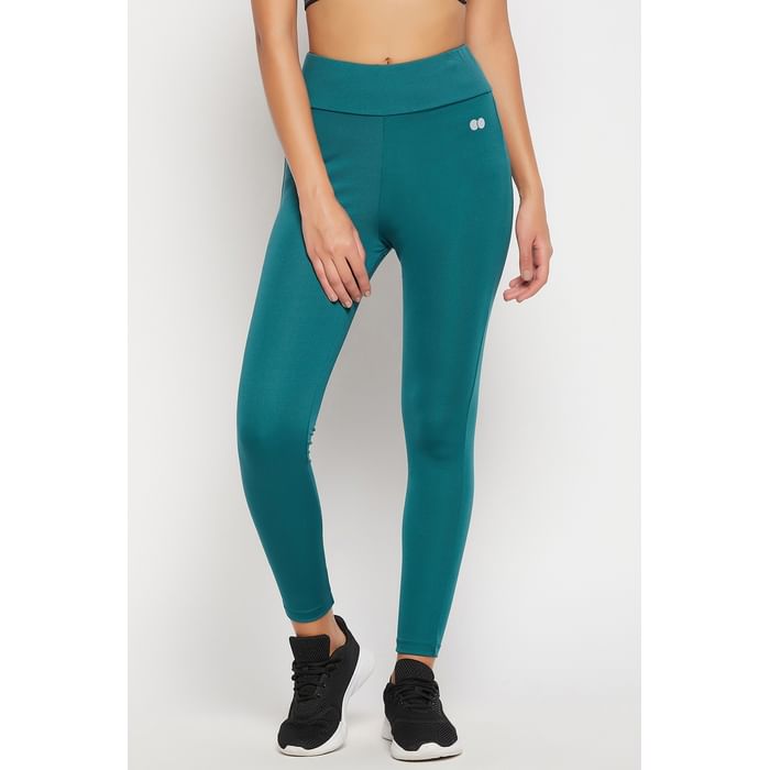 

Clovia Snug-Fit High Rise Active Tights in Sea Green - AB0042E17, Dark green