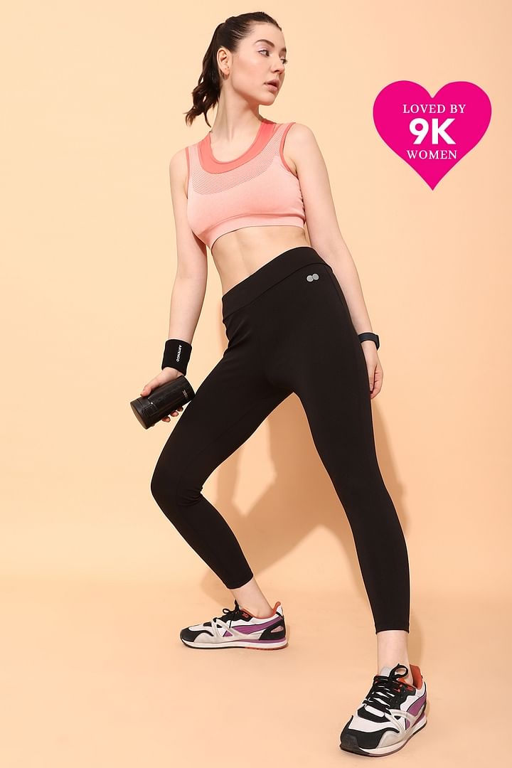 Buy Snug-Fit High-Rise Active Tights in Black Online India, Best