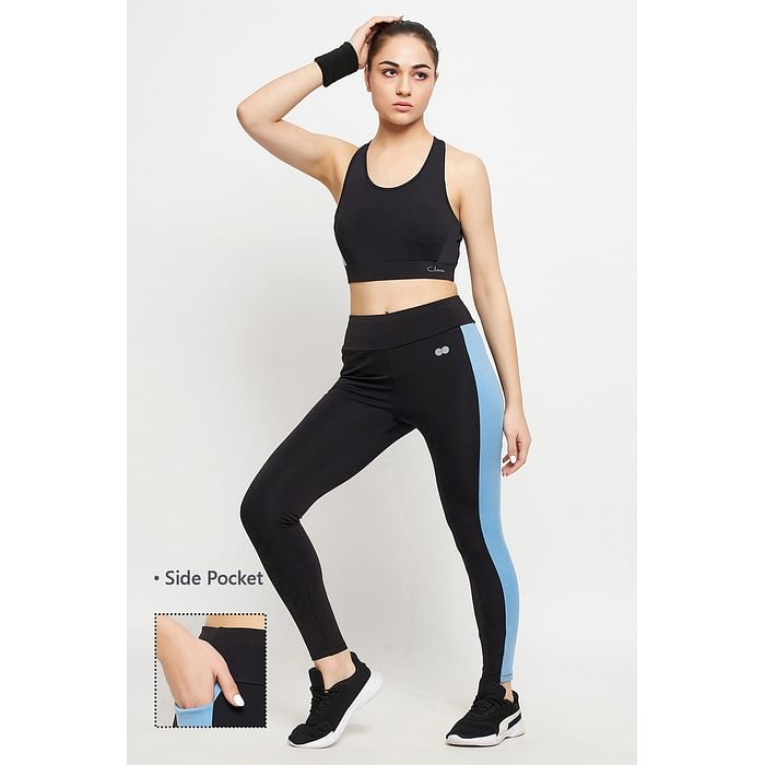 

Clovia High Rise Active Tights in Black with Side Pocket - AB0043D13