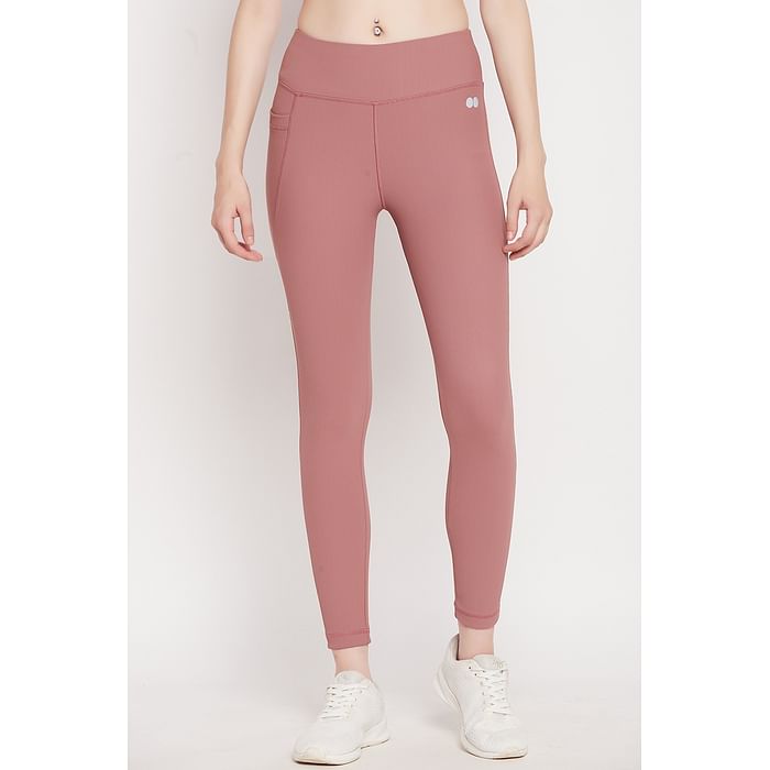 

Clovia Snug Fit High-Rise Active Tights in Dusky Pink - AB0042D14
