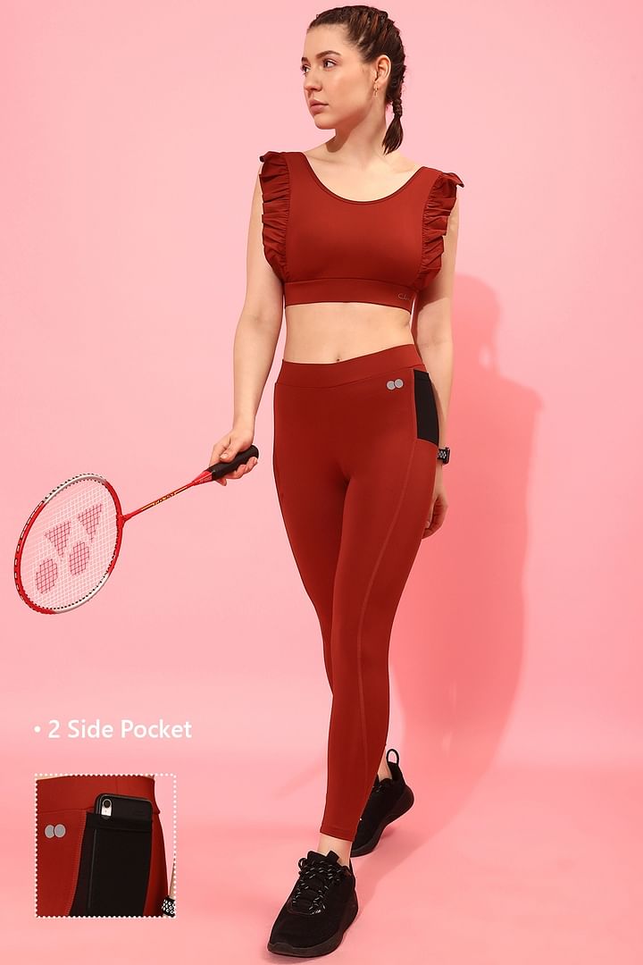 Zimi Workout Outfits for Women 2 Piece Seamless Rib-knit Sports Bra High  Waist Yoga Leggings Sets Red S - Walmart.com