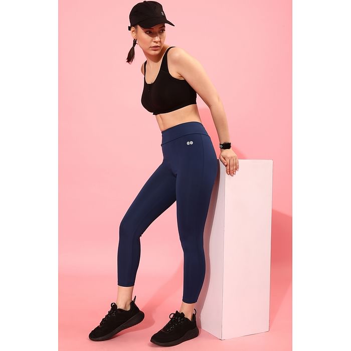 

Clovia Snug-Fit High-Rise Active Tights in Royal Blue - AB0042E08, Navy
