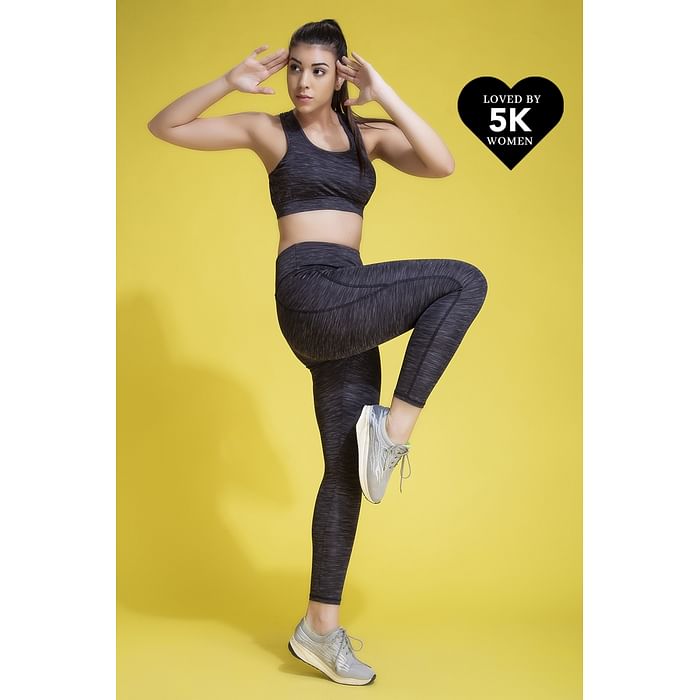 

Clovia Snug Fit High-Rise Ankle-Length Active Tights in Black - AB0042K13