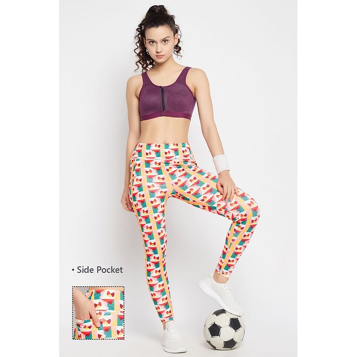 

Clovia High Rise Geometric Print Active Tights in Multicolour - AB0042F19