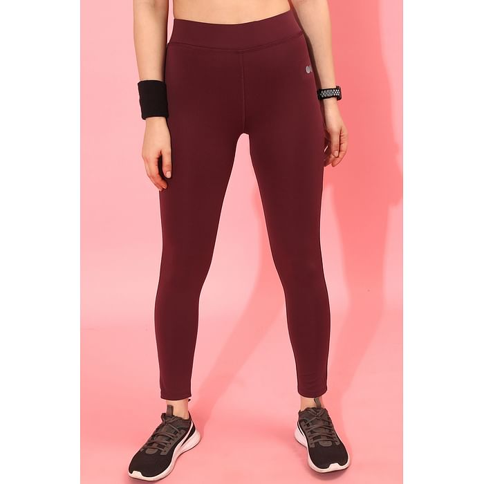

Clovia Snug Fit High Waist Active Tights in Maroon - AB0077P09