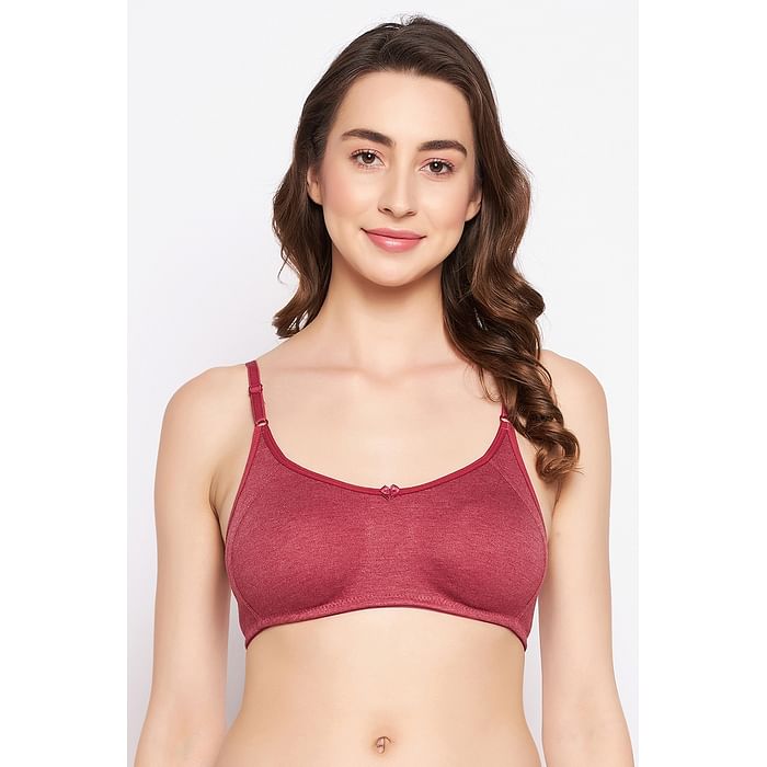 

Clovia Soft Comfy Everyday Seamless T-Shirt Bra - BR0378P09, Maroon