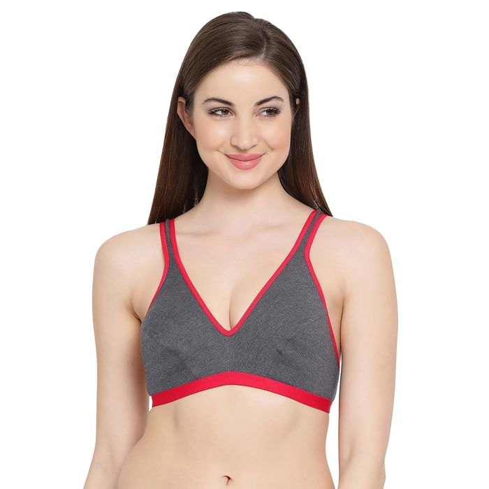 

Clovia Non-Padded Full Coverage T shirt Bra In Grey - Cotton Rich - BRM156Q85