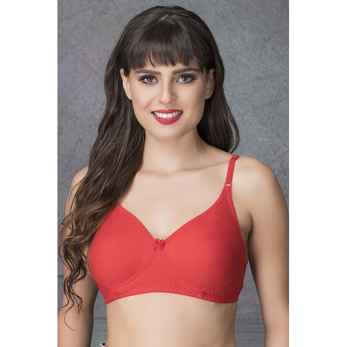 

Clovia Non-Padded Wirefree Full Coverage T-shirt Bra In Red - Cotton Rich - BR0184Q04