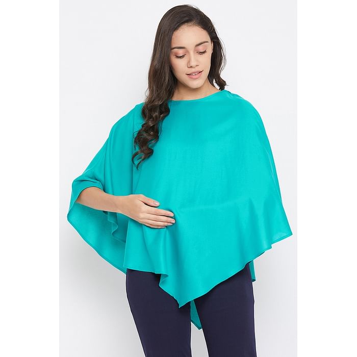 

Clovia Solid Feeding Cape in Turquoise - Rayon - NS1204P03, Light blue