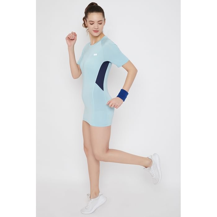 

Clovia Sports T-shirt Dress in Sky Blue - AT0129P03, Light blue