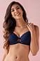 Padded Underwired Full Cup Bra in Navy - Lace