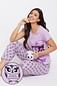 Owl Print Button Down Top & Pyjama Set in Lilac 