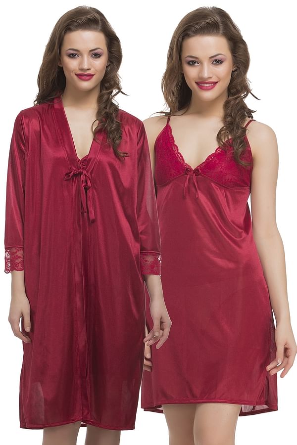 maroon satin robe