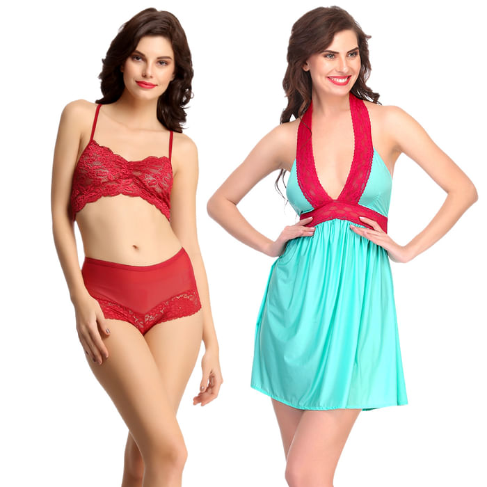 

Clovia 3 Pc Set - NSC319Q11, Light green