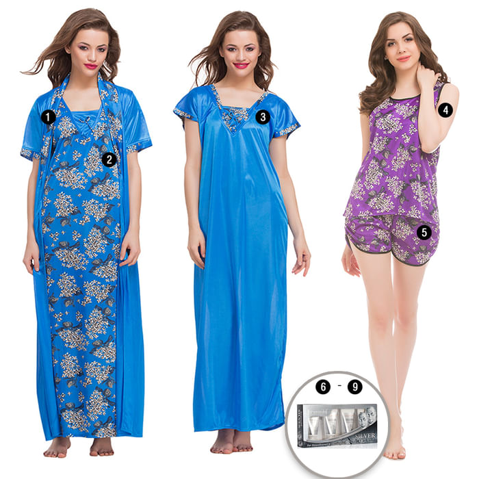 

Clovia 9 Pc Nightwear Set - NS0655Q12, Lavender