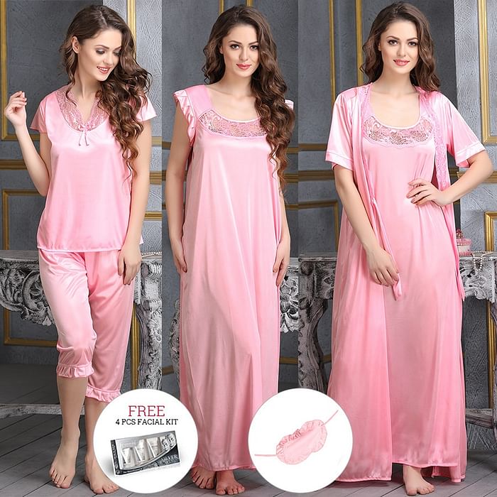 

Clovia 9 Pc Pink Nightwear Set - NSM236P62