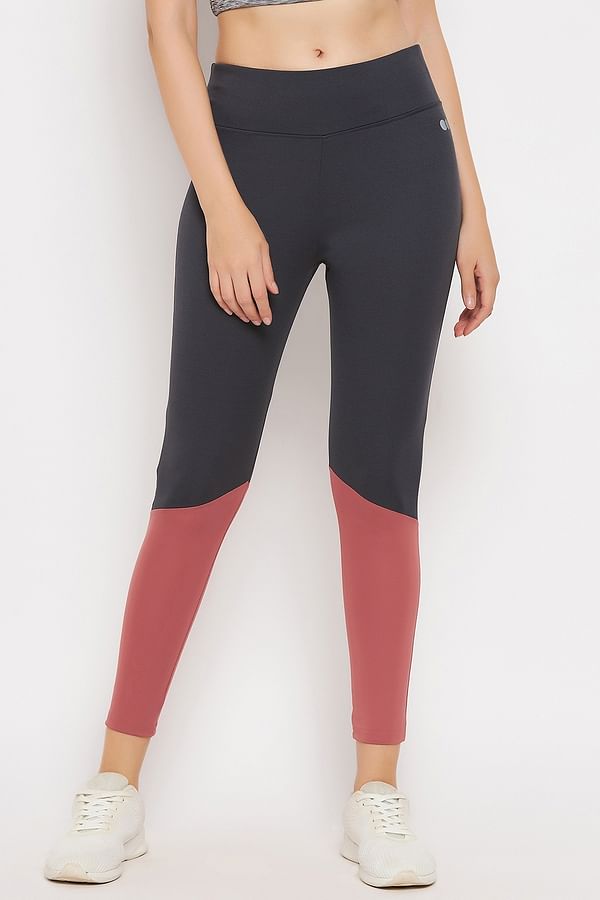 Buy Snug-Fit High Rise Colourblocked Active Tights Online India, Best ...