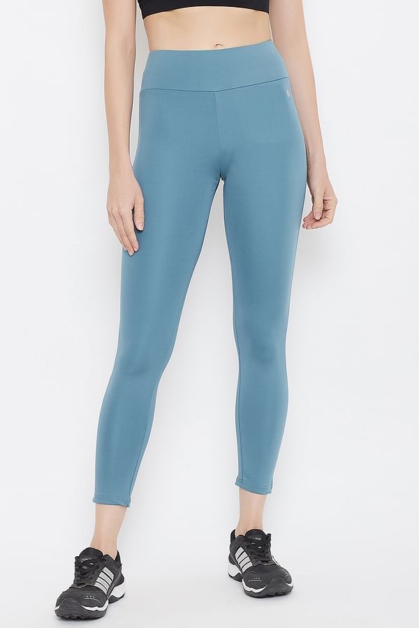 Buy Snug Fit High-Rise Active Tights in Powder Blue Online India, Best ...
