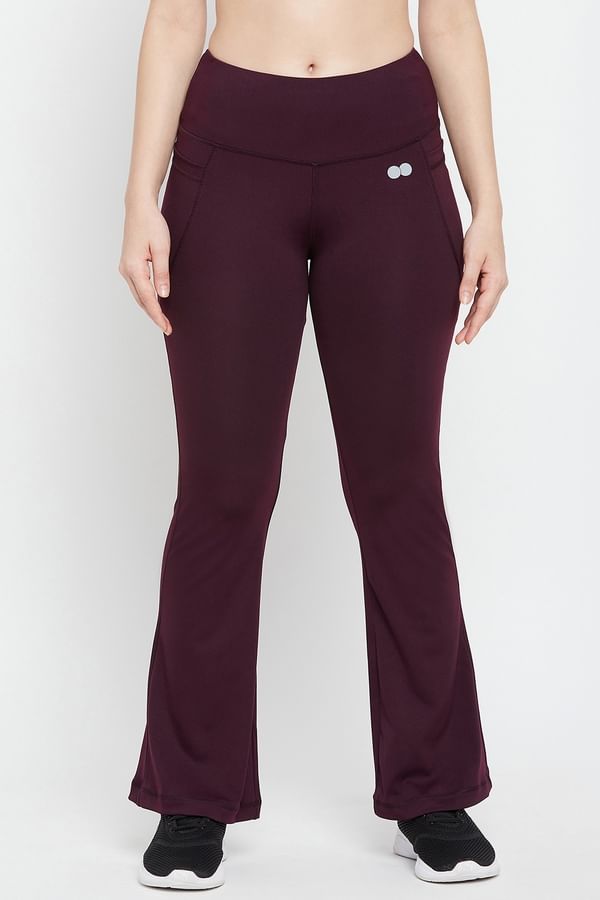 Buy ComfortFit High Waist Flared Yoga Pants in Plum Colour Online