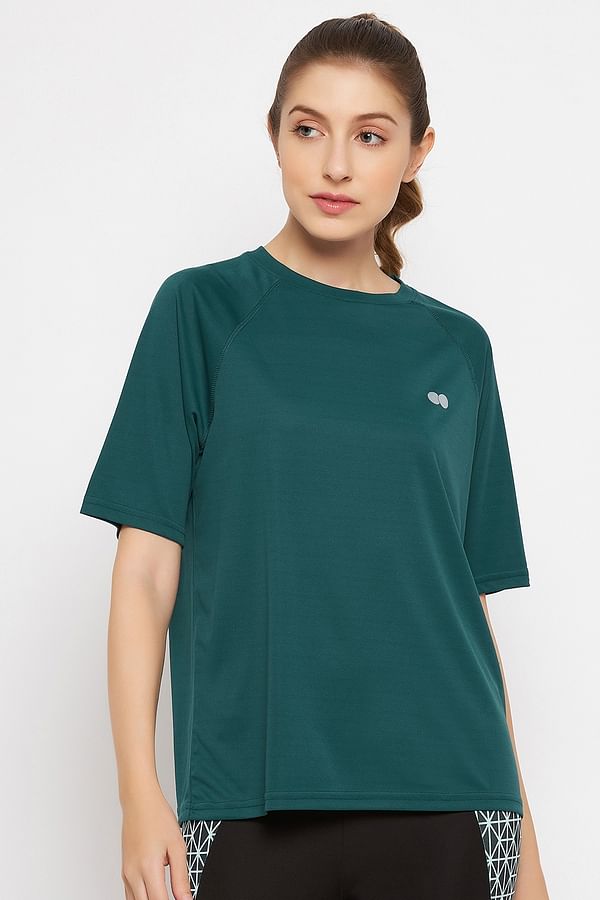 Boxy Fit Active T-shirt in Teal Green