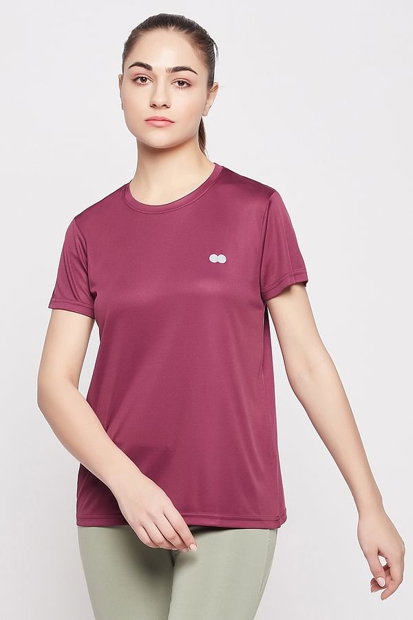 Buy Comfort-Fit Active T-shirt in Plum Online India, Best Prices, COD ...