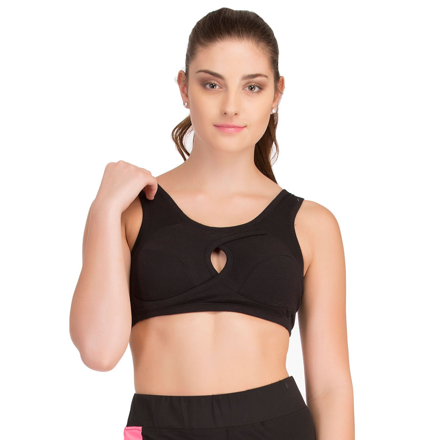 Buy online Black Color Block Sports Bra from lingerie for Women by Clovia  for ₹600 at 50% off