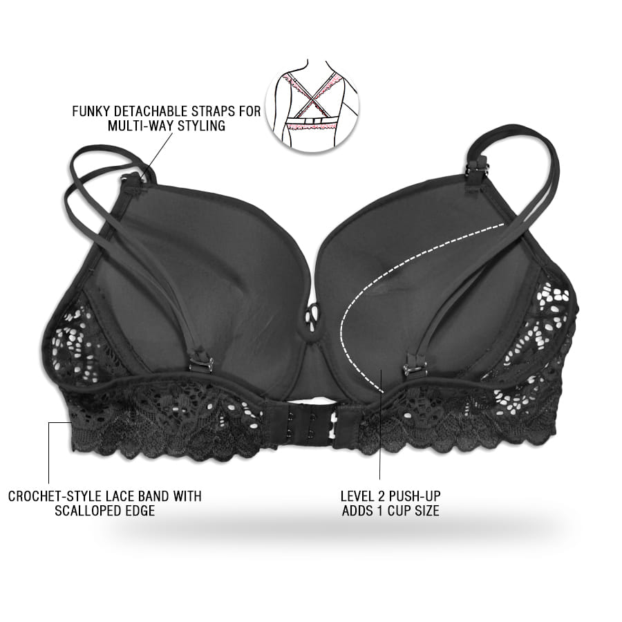 Buy Black Push Up Bra With Detachable Straps Online India