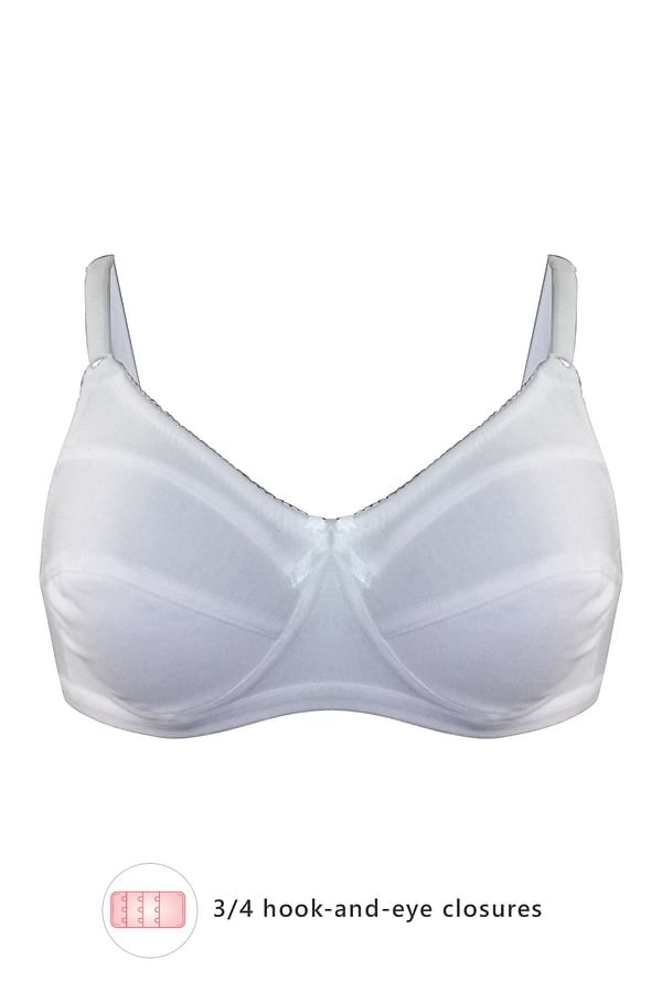 Buy Non-Padded Non-Wired Full Cup Bra in White - Cotton Online India ...