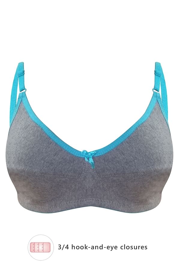 Buy NonPadded NonWired Full Coverage Bra in Grey Cotton Online