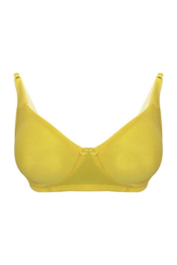 Buy NonPadded NonWired Full Cup Tshirt Bra in Yellow Cotton Rich