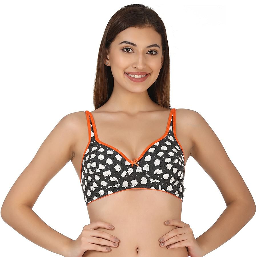 Buy Cotton Non-Wired Non-Padded Printed Full Cup Bra Online India, Best ...