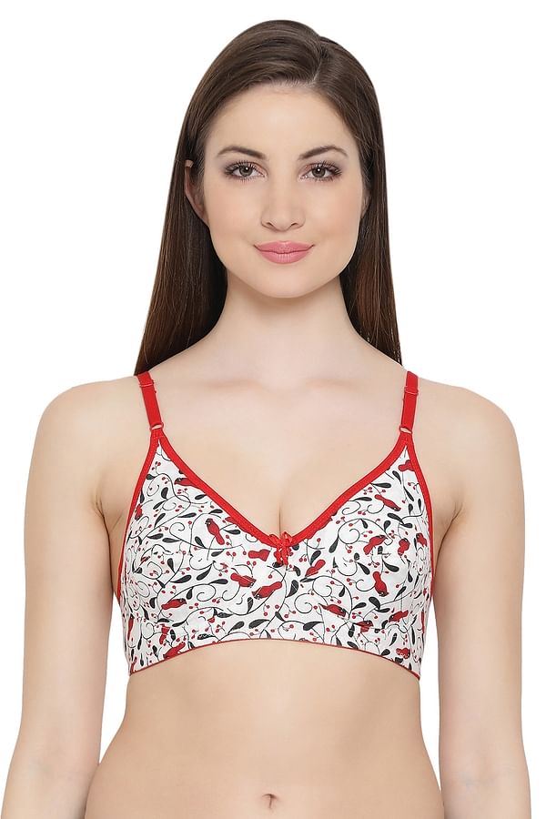 Buy Cotton Non Wired Non Padded Printed Bra In White Online India Best Prices Cod Clovia 