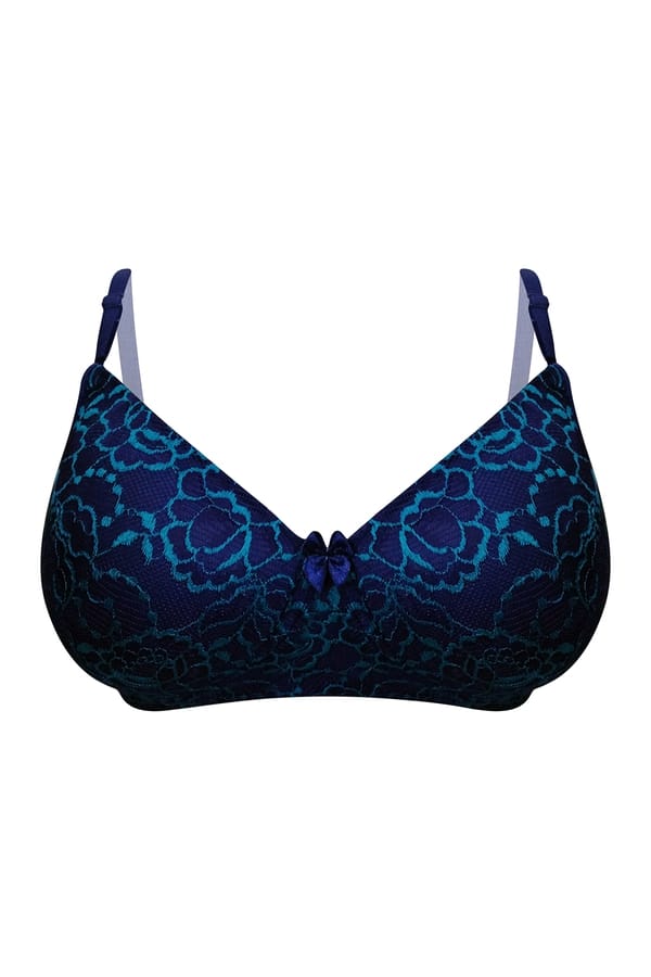 Buy Padded NonWired Full Cup SelfPatterned Multiway Bra in Navy