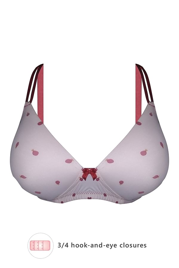 Buy Padded Non Wired Full Cup Printed T Shirt Bra In White Online India Best Prices Cod 