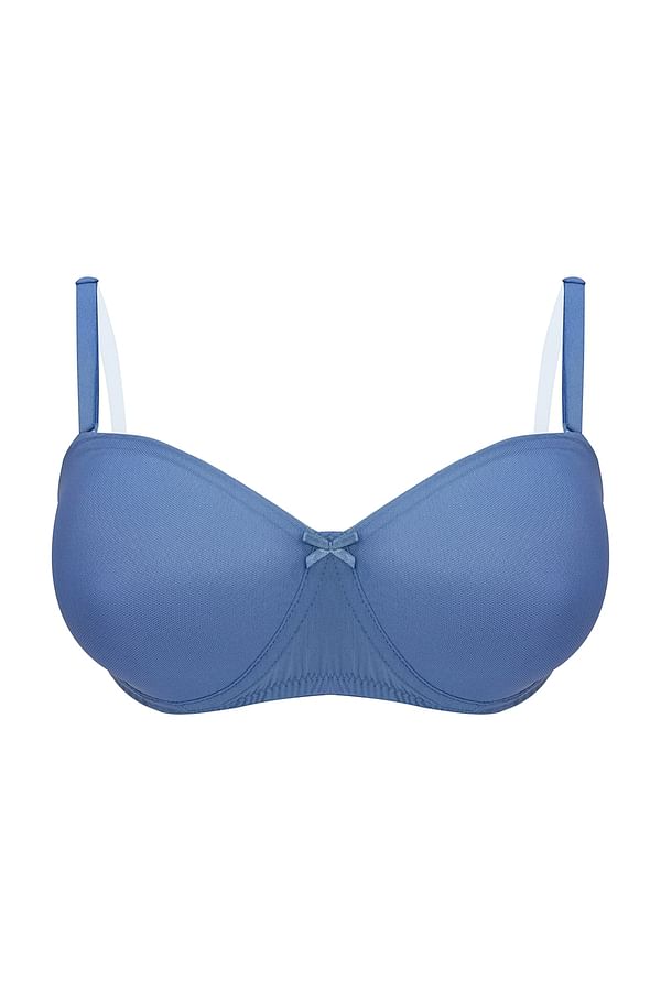 Buy Padded Underwired Full Cup Strapless T-shirt Bra in Periwinkle Blue ...