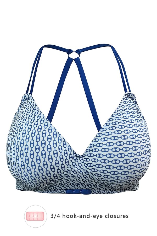 Buy Padded NonWired Printed Racerback Tshirt Bra In Blue Online India