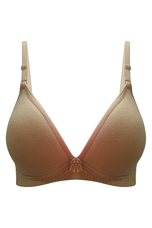 Buy Cotton Rich Padded Non-Wired Plunge T-Shirt Bra In Brown Online ...