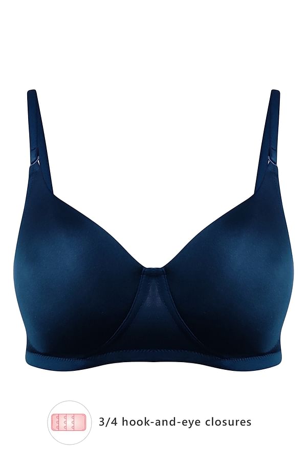 Buy Padded Non-Wired Full Cup T-Shirt Bra in Dark Blue Online India ...