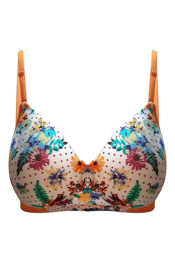 Buy Padded Non-Wired Full Coverage Floral & Polka Print T-shirt Bra Online India, Best Prices 