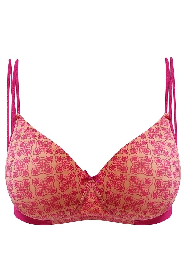 Buy Padded Non-Wired Full Coverage Printed T-shirt Bra Online India ...
