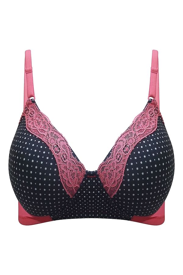 Buy Padded Non-Wired Printed Full Cup Bra with Lace Online India, Best ...