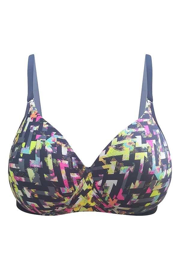 Buy Padded Non-Wired Full Cup Printed T-shirt Bra In Black Online India ...