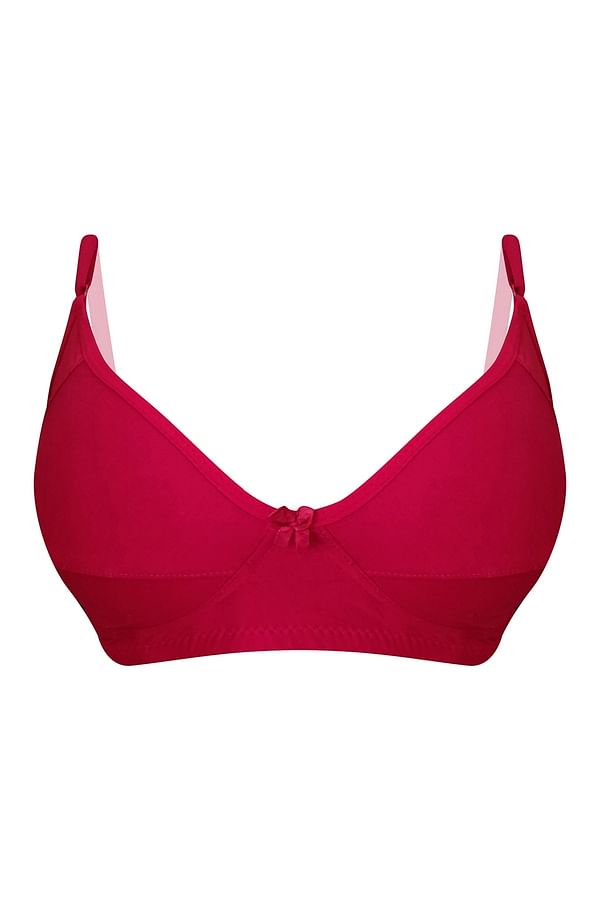 Buy Non Padded Non Wired Full Cup Bra In Red Cotton Online India Best Prices Cod Clovia 5403