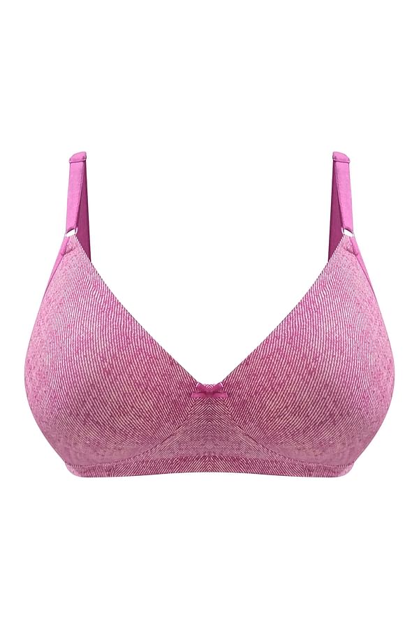 Buy Padded Non-Wired Full Cup Denim Look T-shirt Bra in Pink Online ...