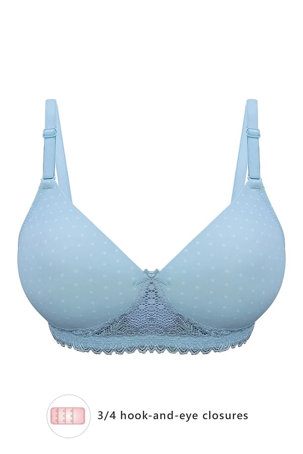 Buy Padded Non Wired Full Cup Polka Print Multiway T Shirt Bra In Light Blue Online India Best 3023