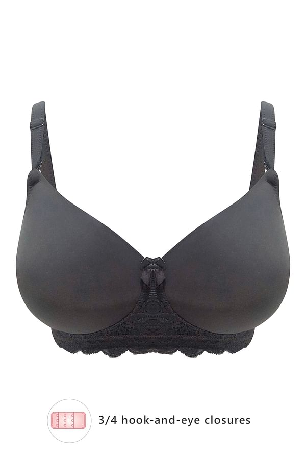 Buy Padded Non-Wired Full Cup Multiway T-shirt Bra in Black - Lace ...