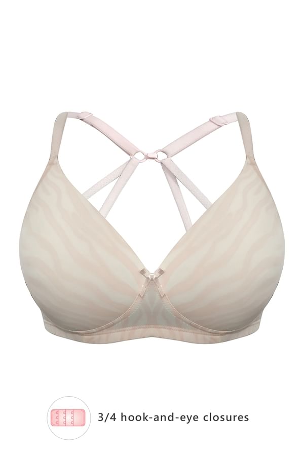 Buy Padded NonWired Full Cup Wave Print Racerback Tshirt Bra in Baby