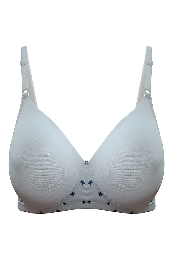 Buy Padded Non-Wired Full Coverage T-Shirt Bra with Printed Wings